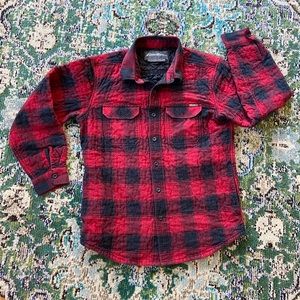 Eddie Bauer Red and Black Plaid Shirt Jacket